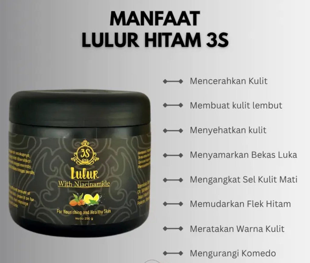 Lulur Hitam 3S New Formula 250g – Buy 1 Get 1 Free (𝟏𝟑𝟗𝟗) | Niacinamide, Black Rice, Vitamin C & Glycerin