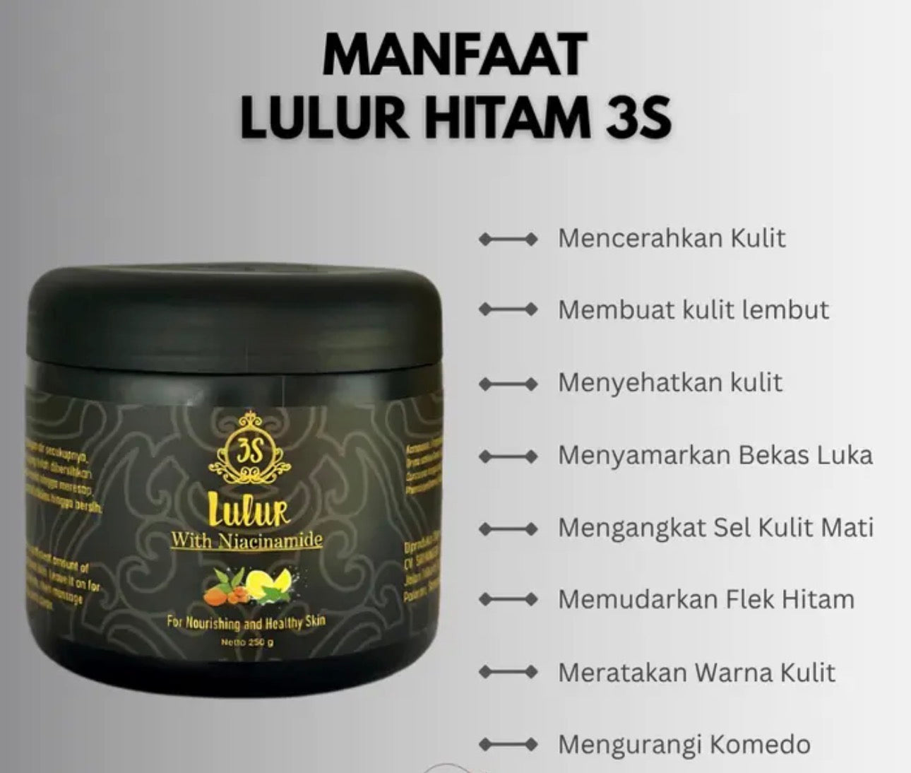 Lulur Hitam 3S New Formula 250g – Buy 1 Get 1 Free (𝟏𝟑𝟗𝟗) | Niacinamide, Black Rice, Vitamin C & Glycerin