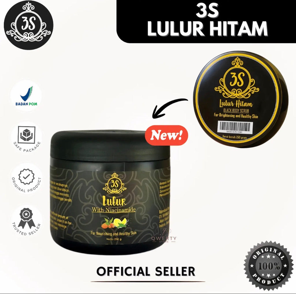 Lulur Hitam 3S New Formula 250g – Buy 1 Get 1 Free (𝟏𝟑𝟗𝟗) | Niacinamide, Black Rice, Vitamin C & Glycerin